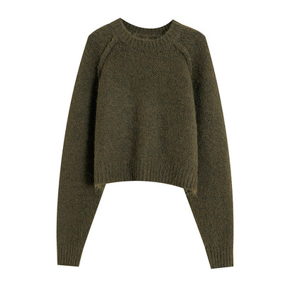 Pull col rond style français simple et élégant