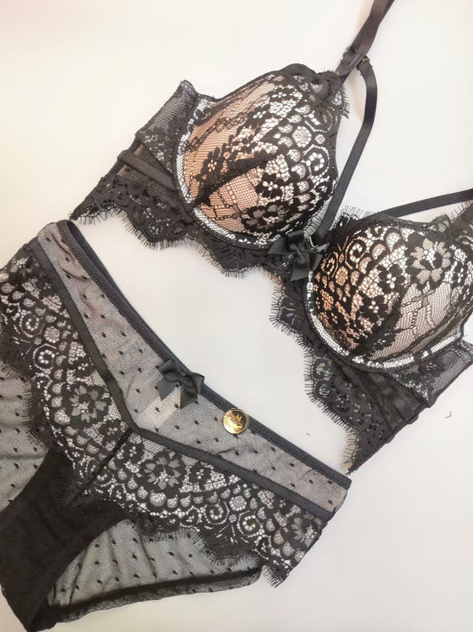 Ensemble de lingerie sexy brodé, soutien-gorge fin et culotte épaisse