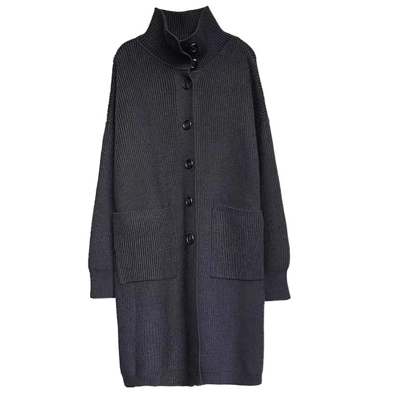 Pull col roulé femme, manteau boutonné uni