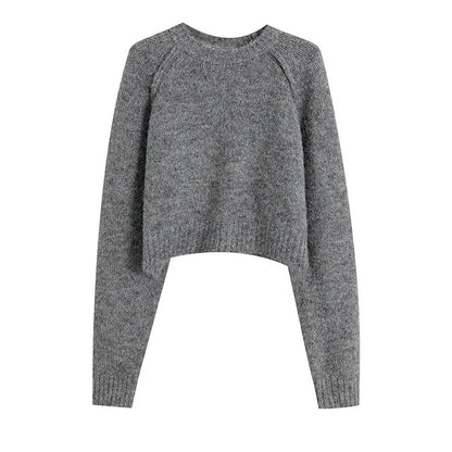 Pull col rond style français simple et élégant