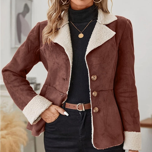 Manteau en cuir et velours, résistant au froid.